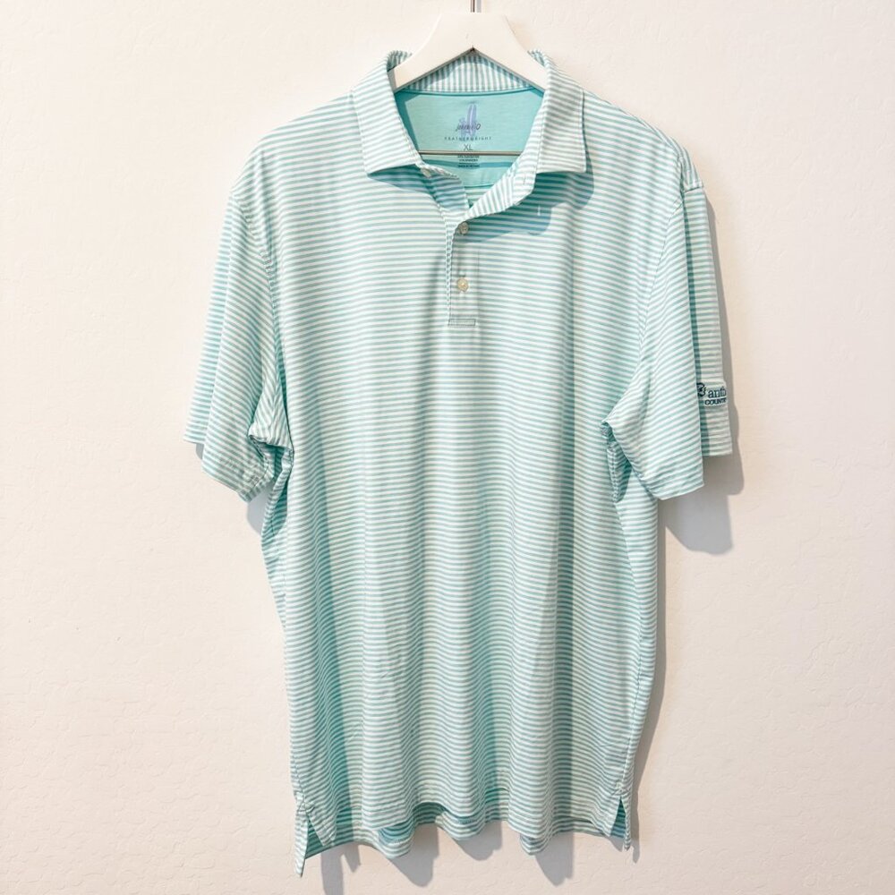 Johnnie-O Seymour Featherweight Striped Polo Golf Shirt Cay Sporty Men's Size XL